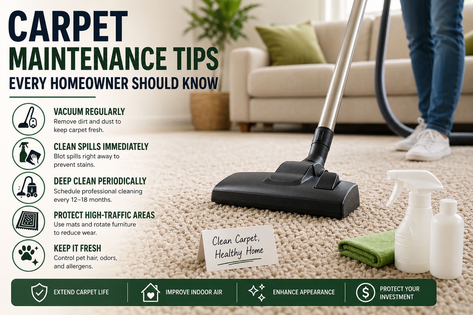 Carpet Maintenance Tips Every Homeowner Should Know